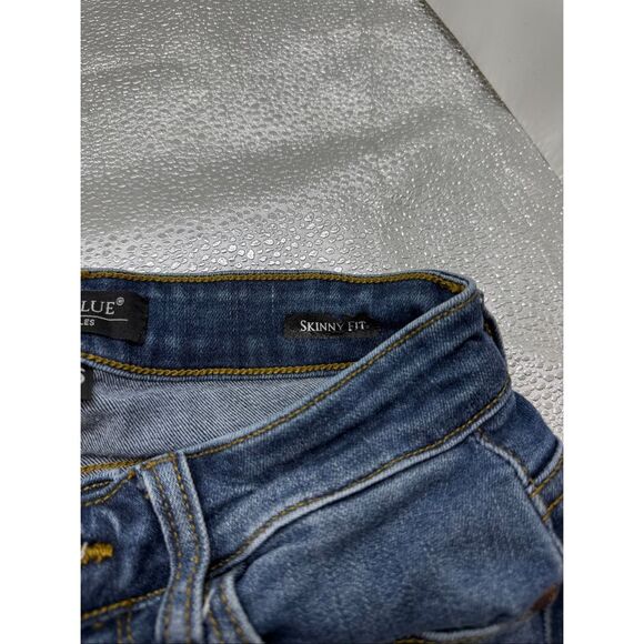 Judy Blue Jeans Women's Size 24 Skinny Fit Distressed Blue Jeans Button Fly - Picture 4 of 11